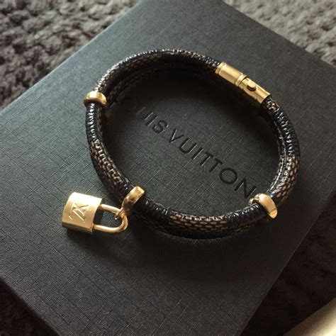 louis vuitton black leather bracelet